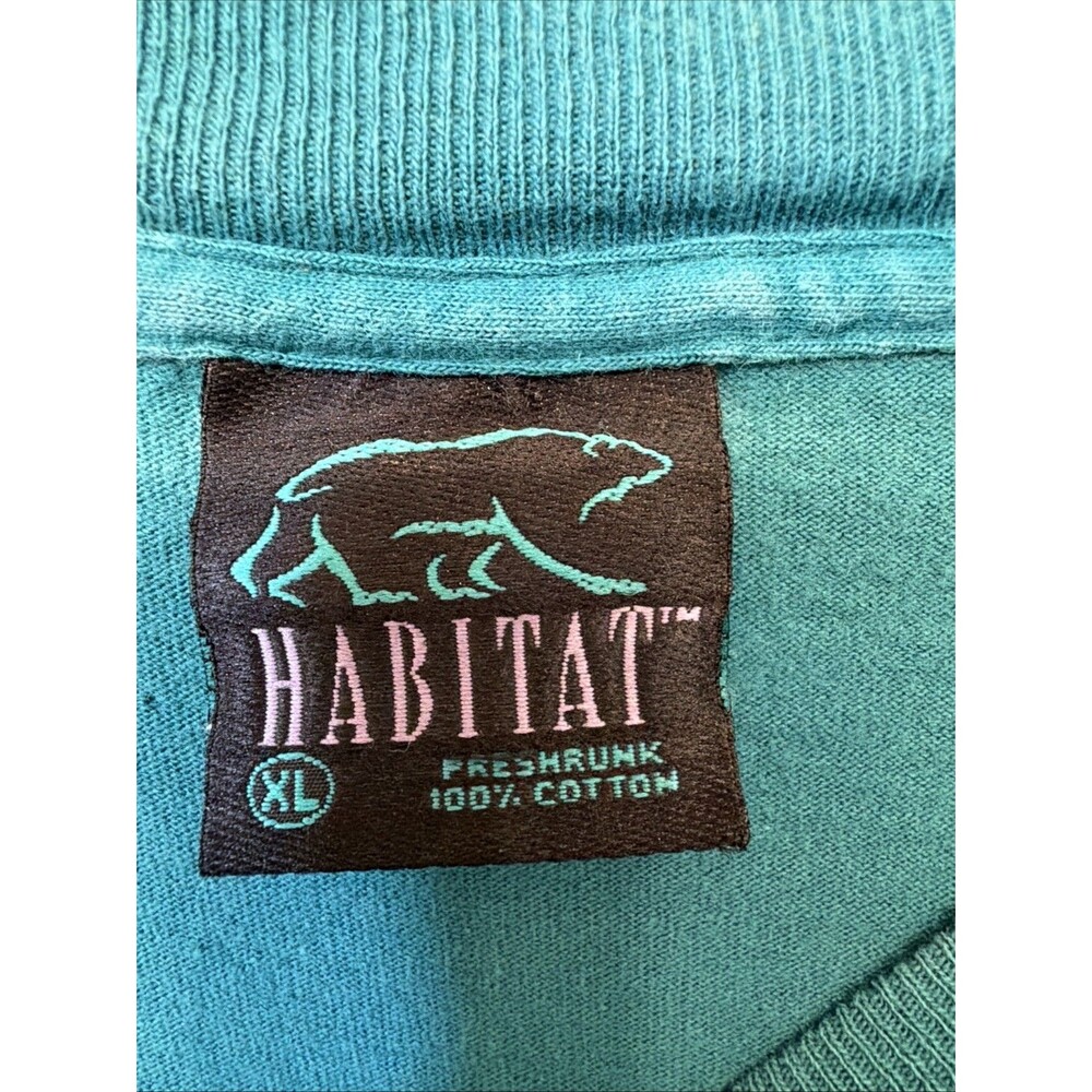 Vtg 90s Wolf Double Sided Graphic Single Stitch Green XL 100% Cotton T Shirt USA - Picture 11 of 16